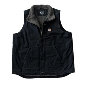 Carhartt Black Vest Sherpa Lined 104277 Black Size XL TALL Mens Loose Fit